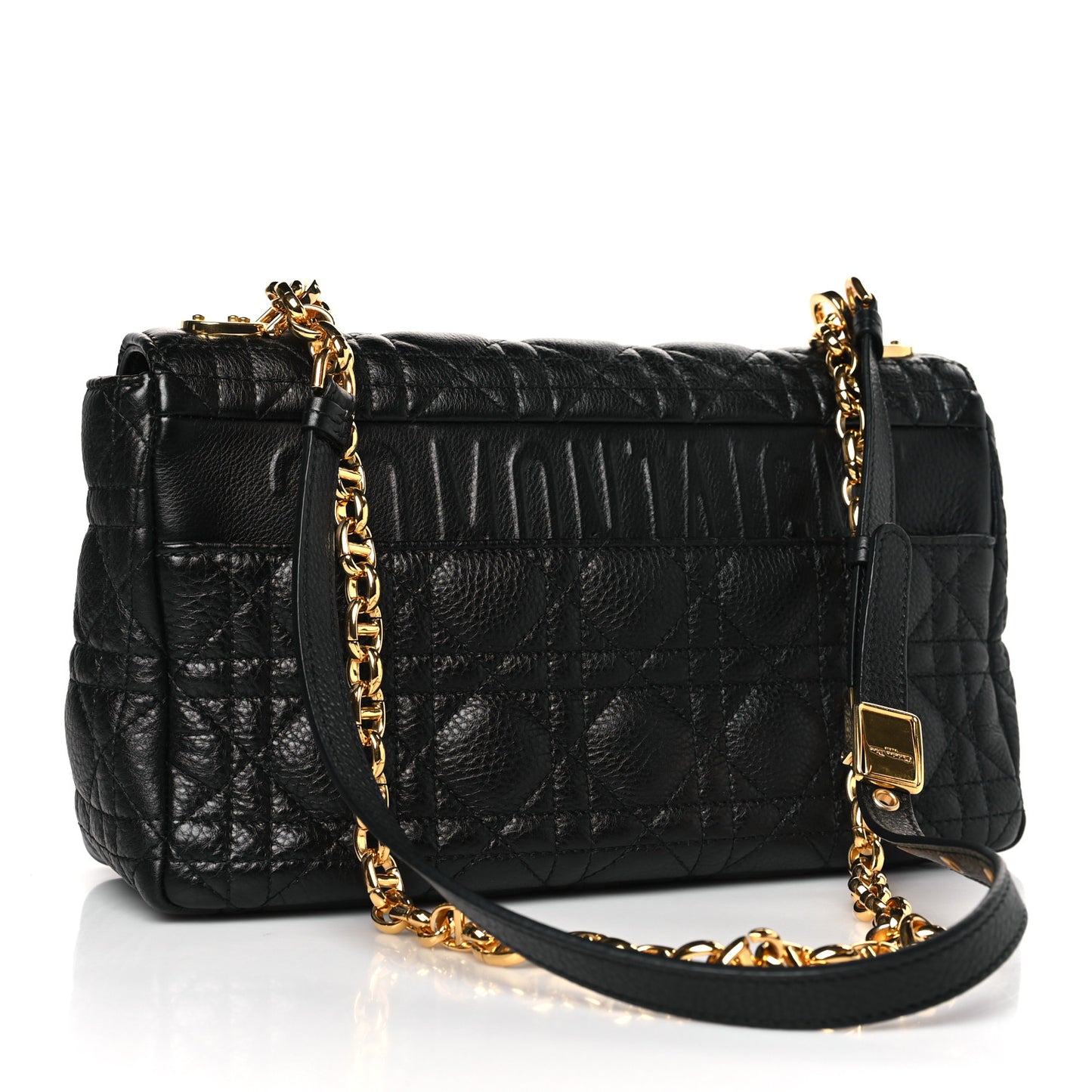 Calfskin Cannage Medium Caro Bag Black