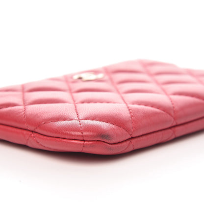 Chanel Lambskin Quilted Small Cosmetic Case Dark Pink 8 of 9