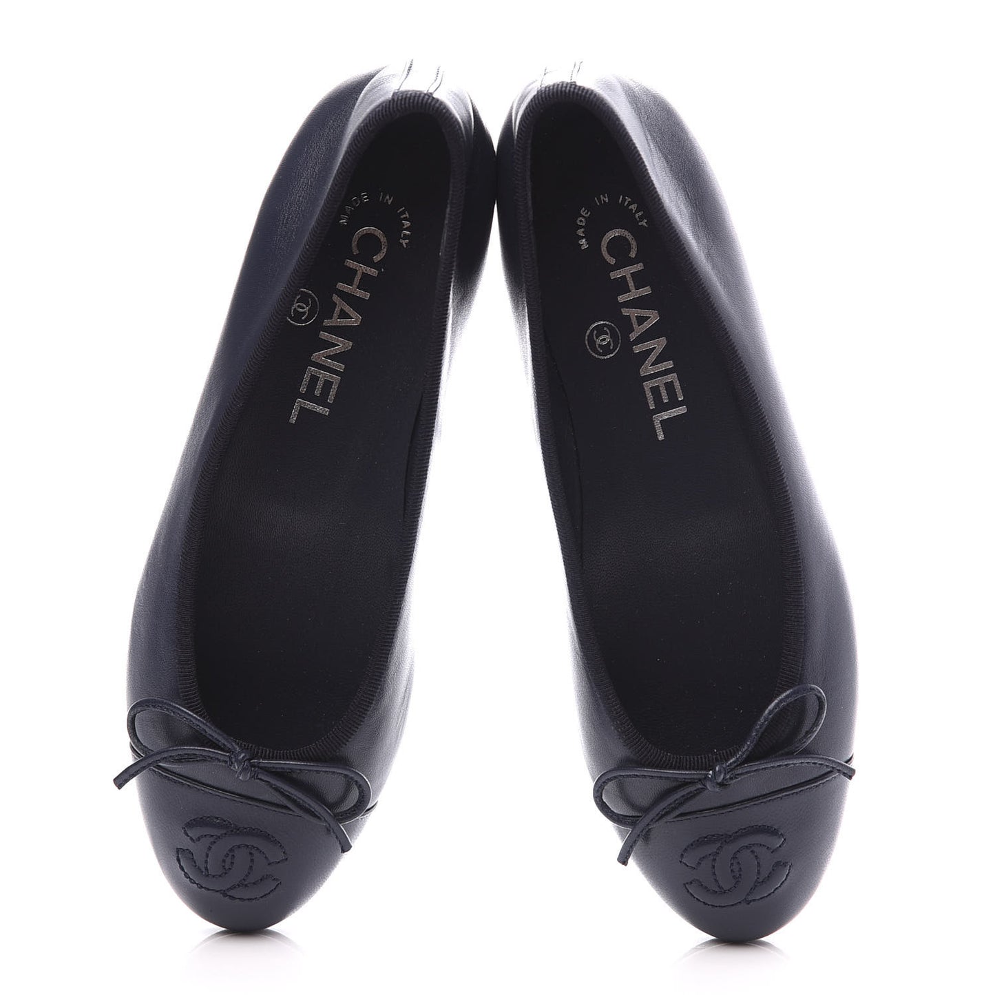 Lambskin CC Cap Toe Ballerina Flats 35 Navy