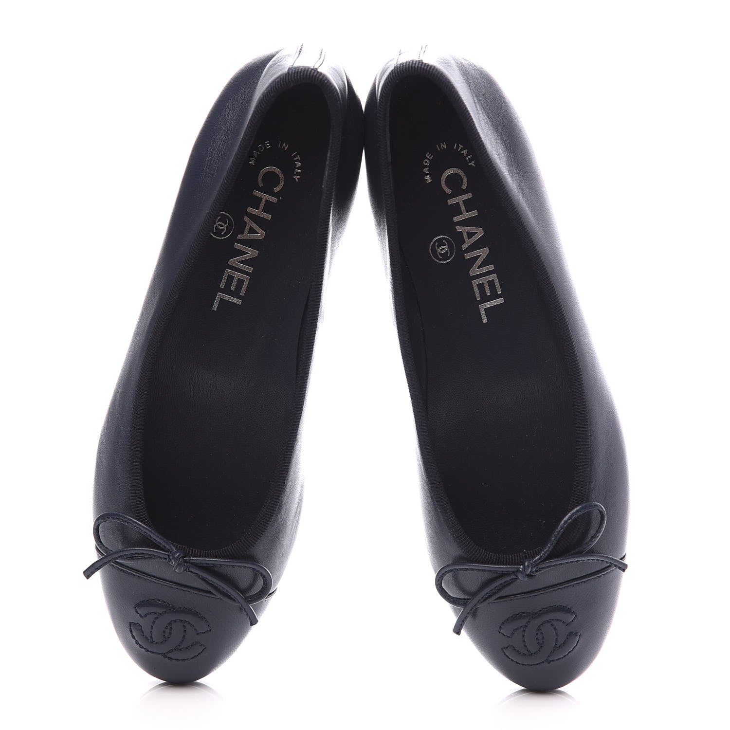 Chanel Lambskin CC Cap Toe Ballerina Flats 35 Navy 5 of 10