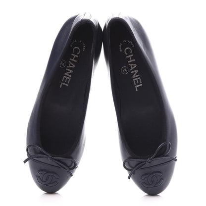 Chanel Lambskin CC Cap Toe Ballerina Flats 35 Navy 5 of 10