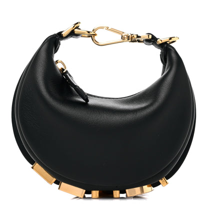 Fendi Vitello Grace Matte Nano Fendigraphy Hobo Charm Black 1 of 14
