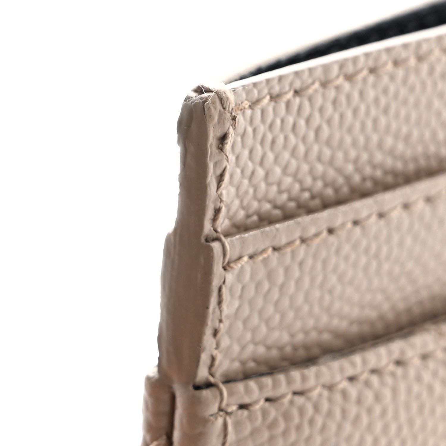 Saint Laurent Grain De Poudre Matelasse Chevron Monogram Credit Card Case Dark Beige 8 of 9