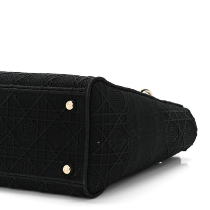 Christian Dior Canvas Embroidered Cannage Medium Lady D-Lite Black 9 of 9
