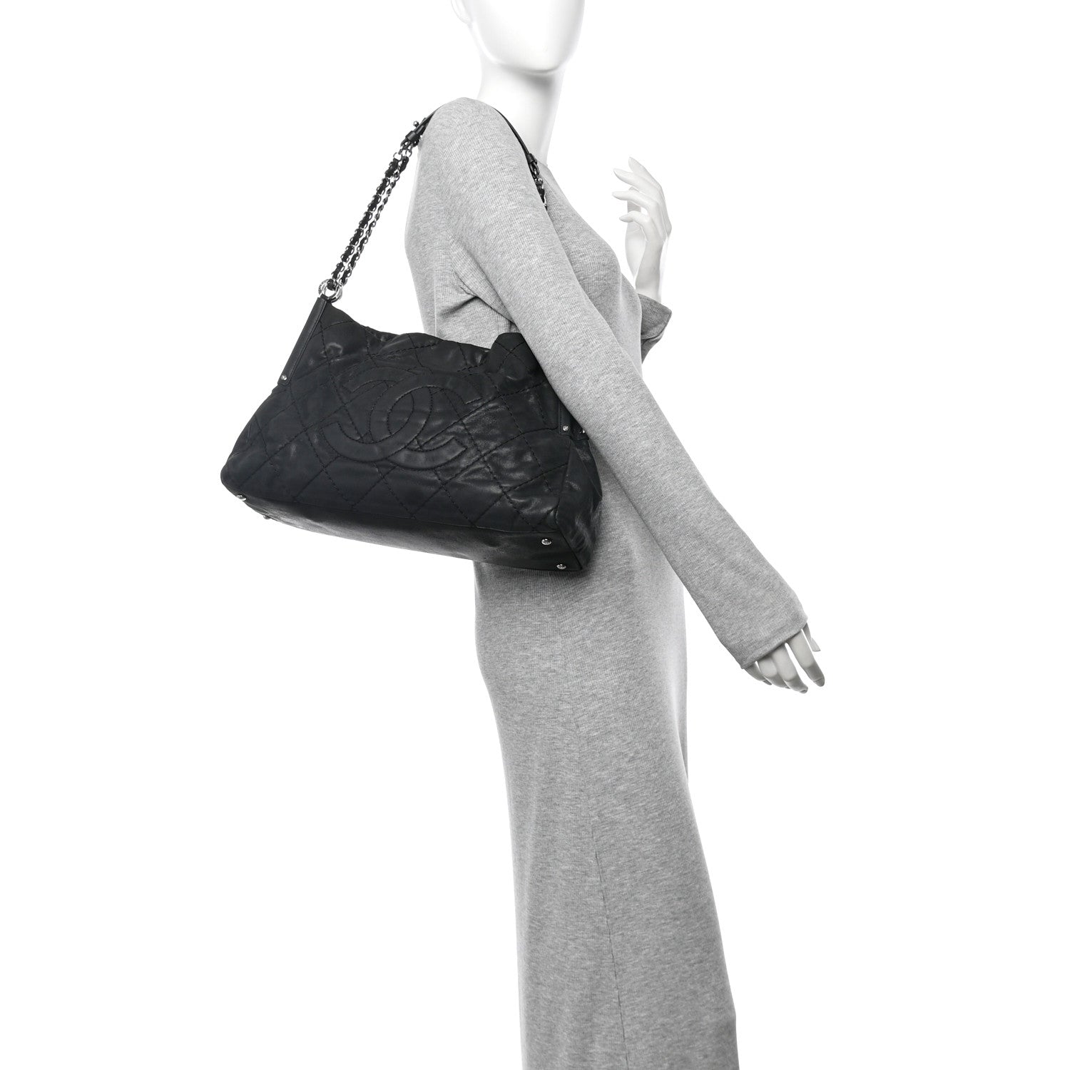 Chanel Iridescent Calfskin Quilted Small Sea Hit Tote Black 2 of 10