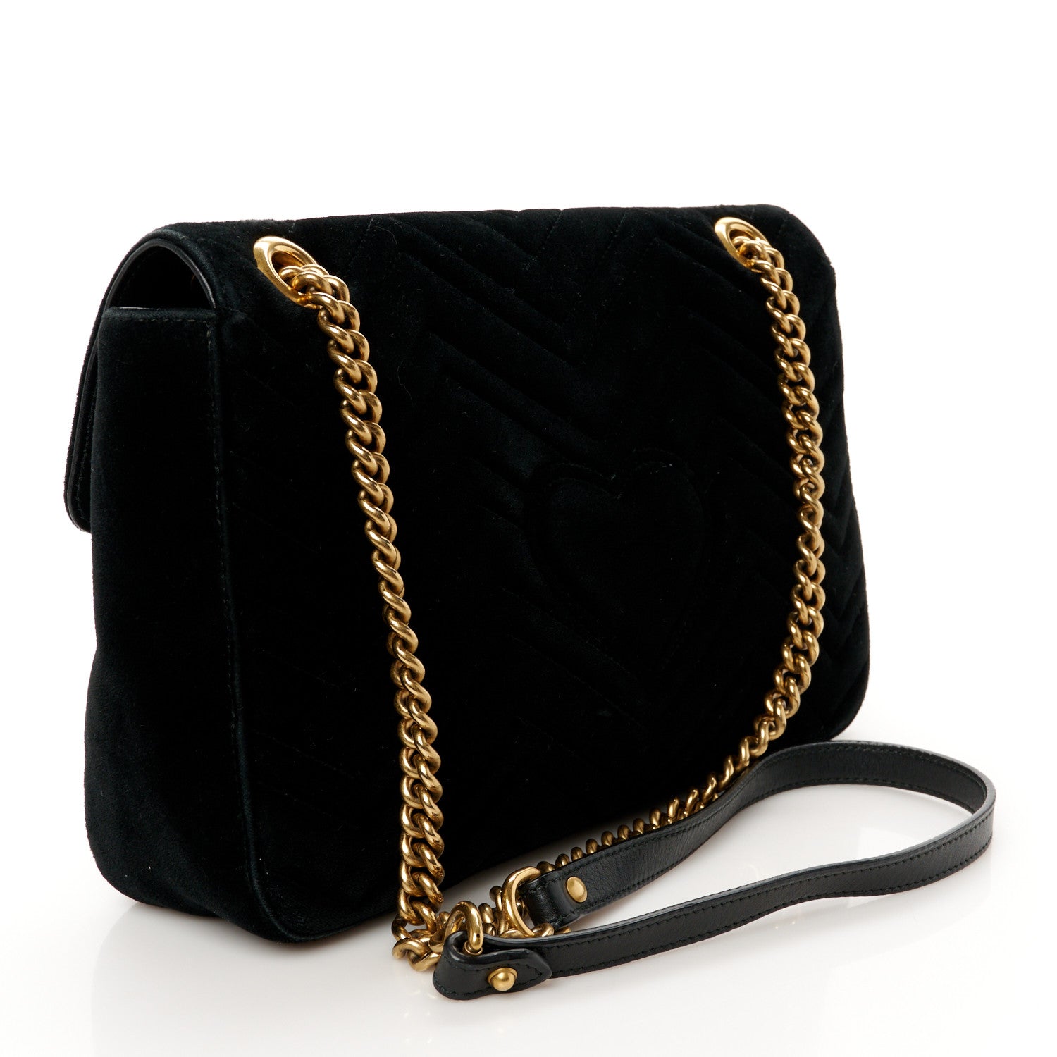 Gucci Velvet Matelasse Medium GG Marmont Shoulder Bag Black 3 of 10