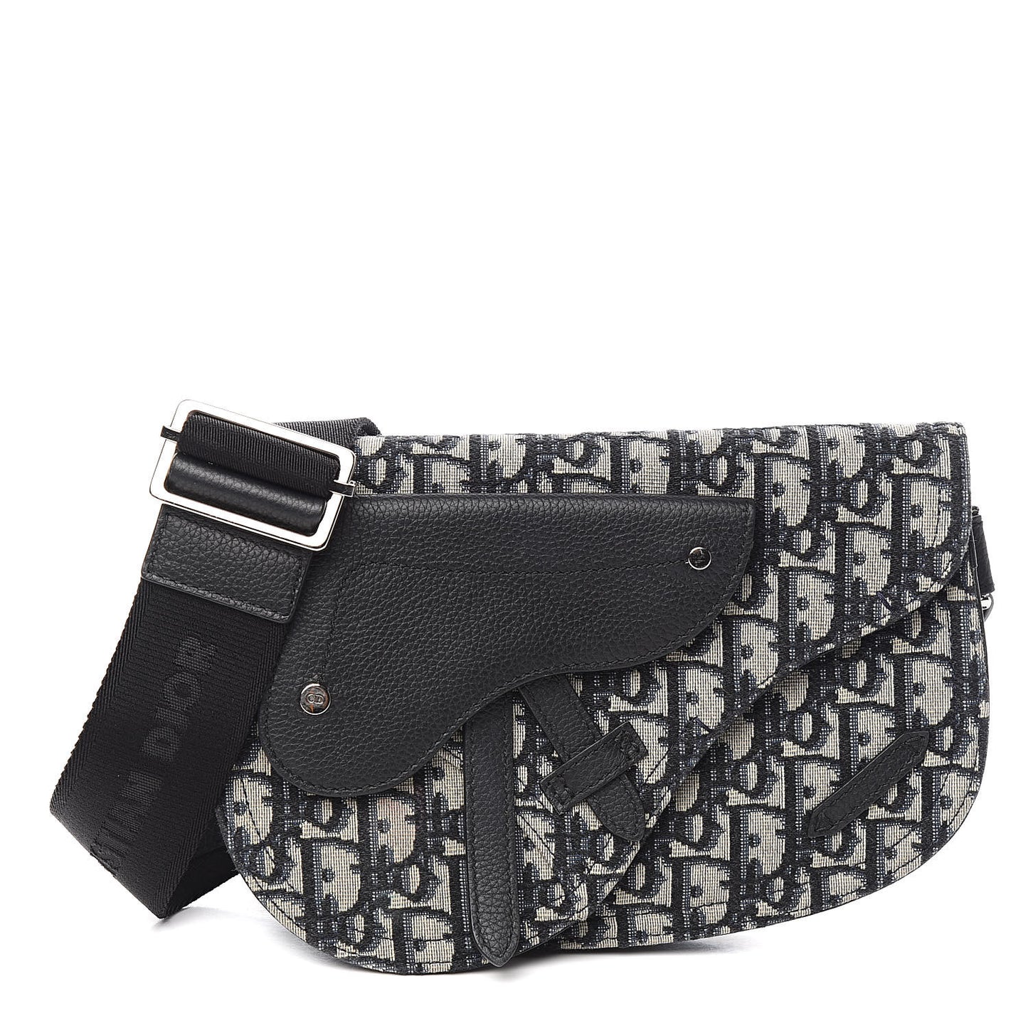 Oblique Saddle Messenger Pouch Beige Black