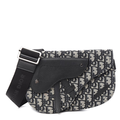 Christian Dior Oblique Saddle Messenger Pouch Beige Black 1 of 13