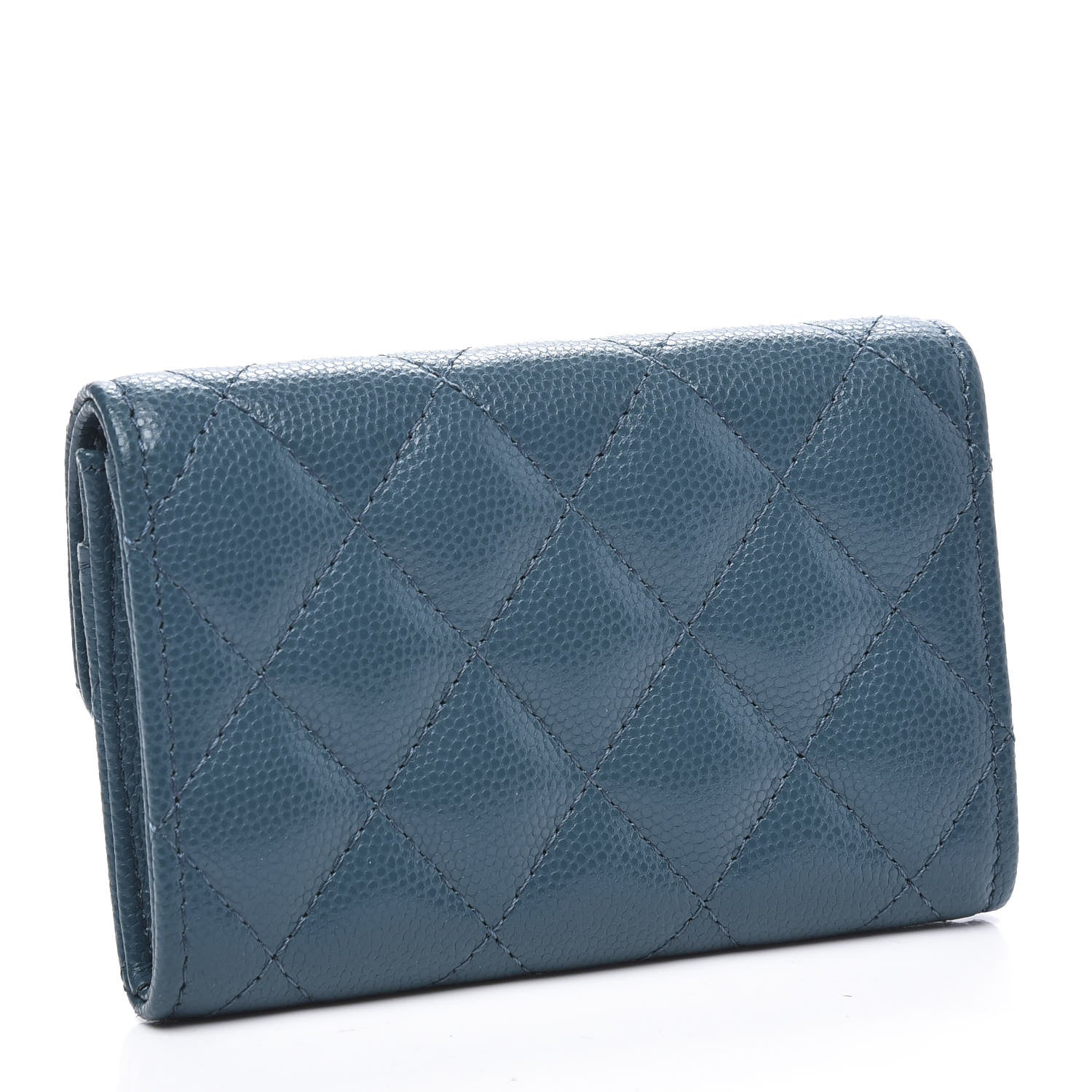 Chanel Caviar Quilted Flap Card Holder Wallet Dark Turquoise 2 of 10