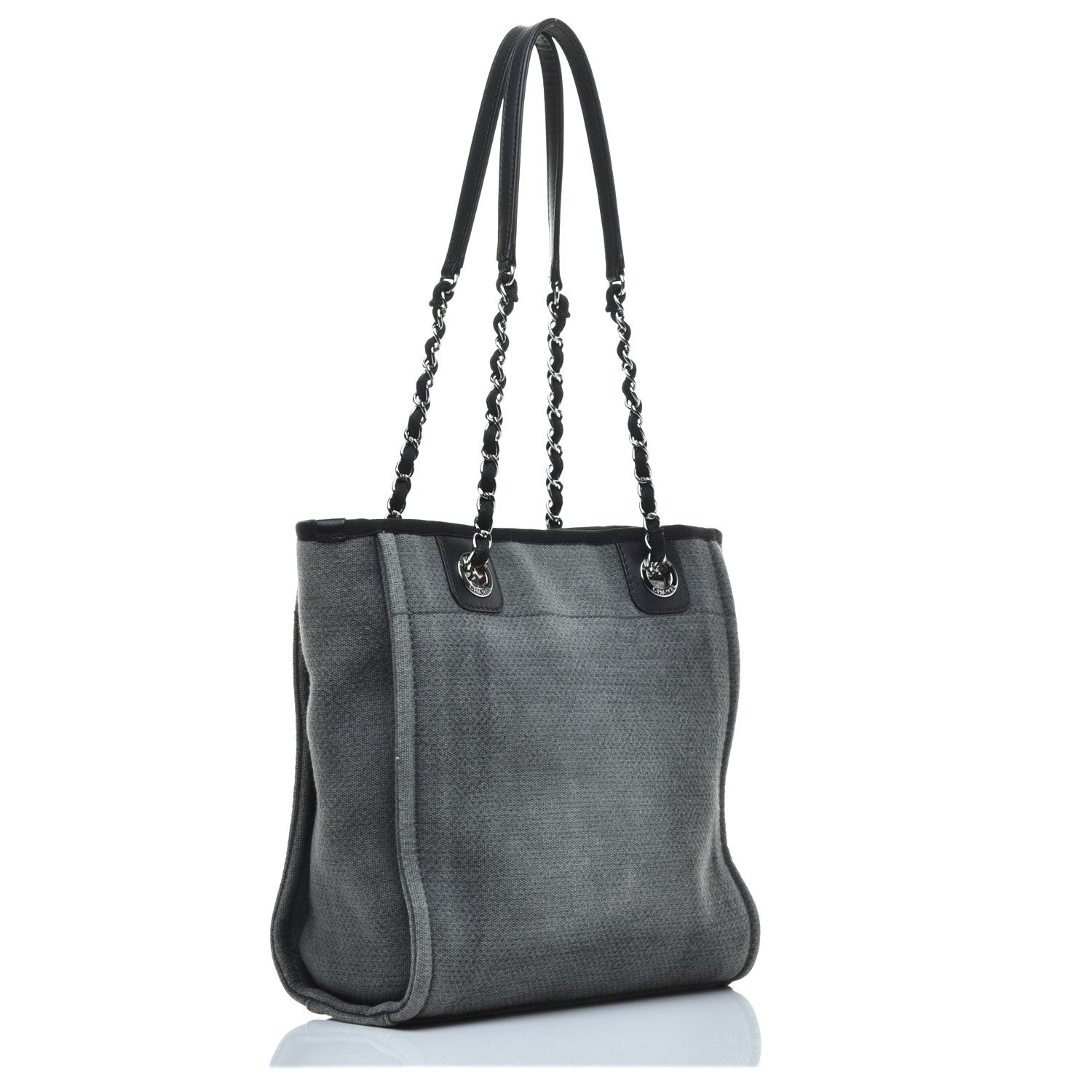 Chanel Canvas Mini Deauville Tote Dark Grey 3 of 9