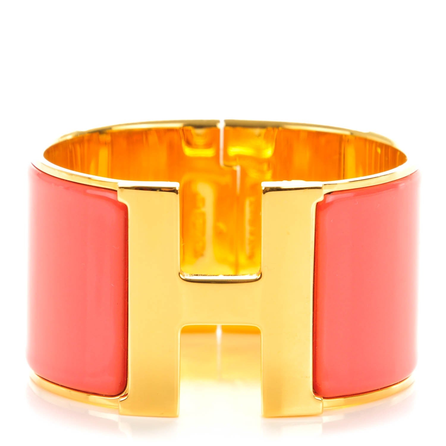 Hermes Enamel Extra Wide Clic Clac H Bracelet Rouge Corail 1 of 6