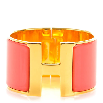 Hermes Enamel Extra Wide Clic Clac H Bracelet Rouge Corail 1 of 6