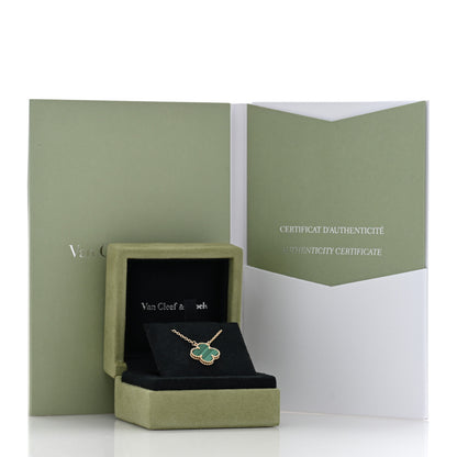 Van Cleef & Arpels 18K Yellow Gold Malachite Vintage Alhambra Pendant Necklace 5 of 5