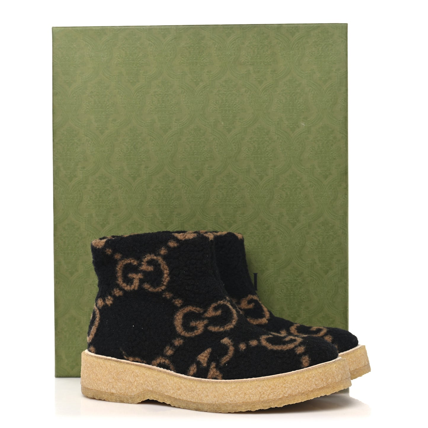 Faux Shearling Hooper GG Womens Ankle Boots 39 Black Natural Tan