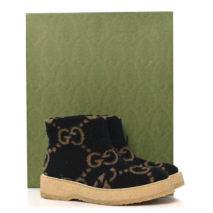 Gucci Faux Shearling Hooper GG Womens Ankle Boots 39 Black Natural Tan 10 of 10