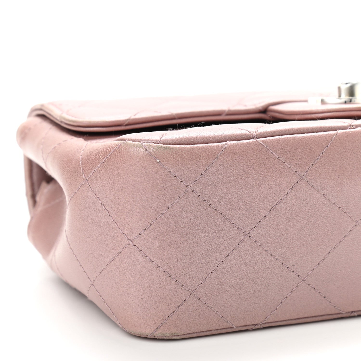 Chanel Metallic Lambskin Quilted Extra Mini Rectangular Flap Pink 9 of 19