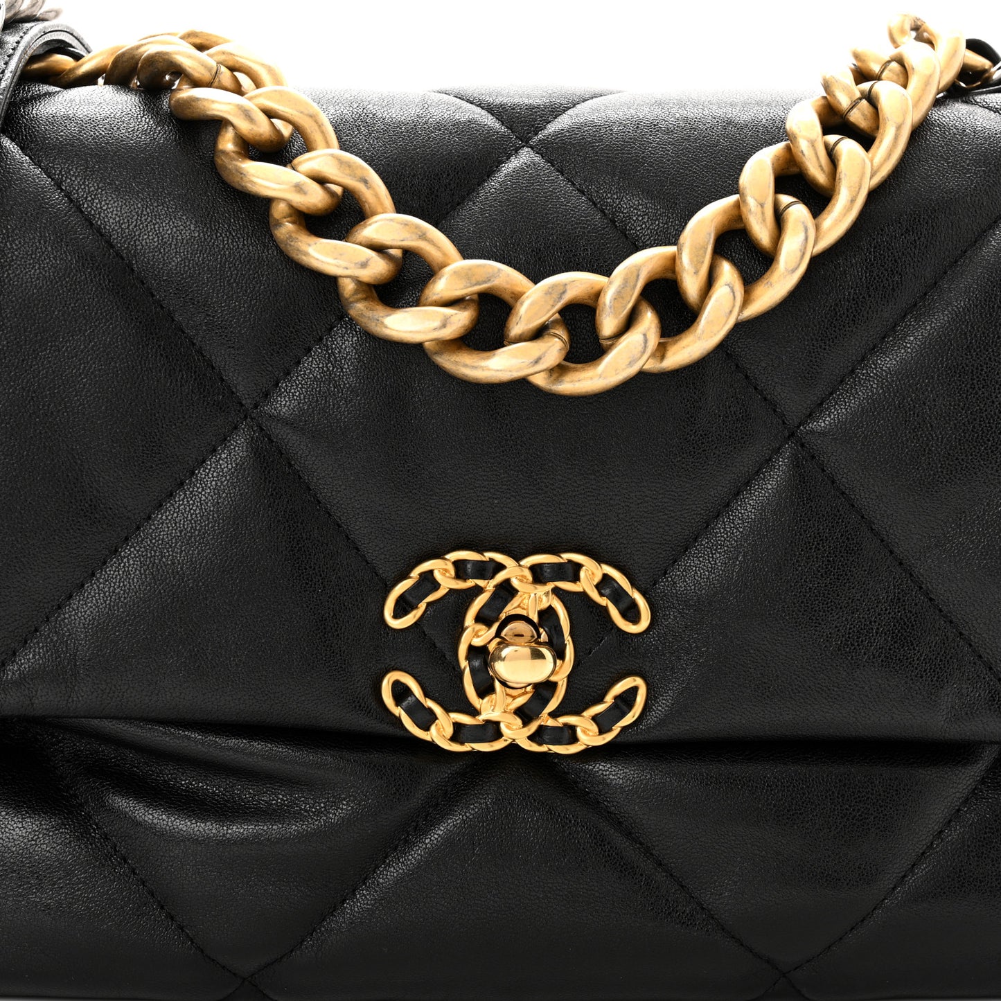 Lambskin Quilted Large Chanel 19 Flap Black