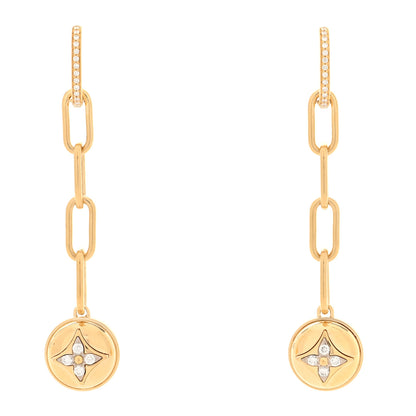Louis Vuitton 18K Yellow Gold Diamond Blossom Drop Earrings 1 of 4
