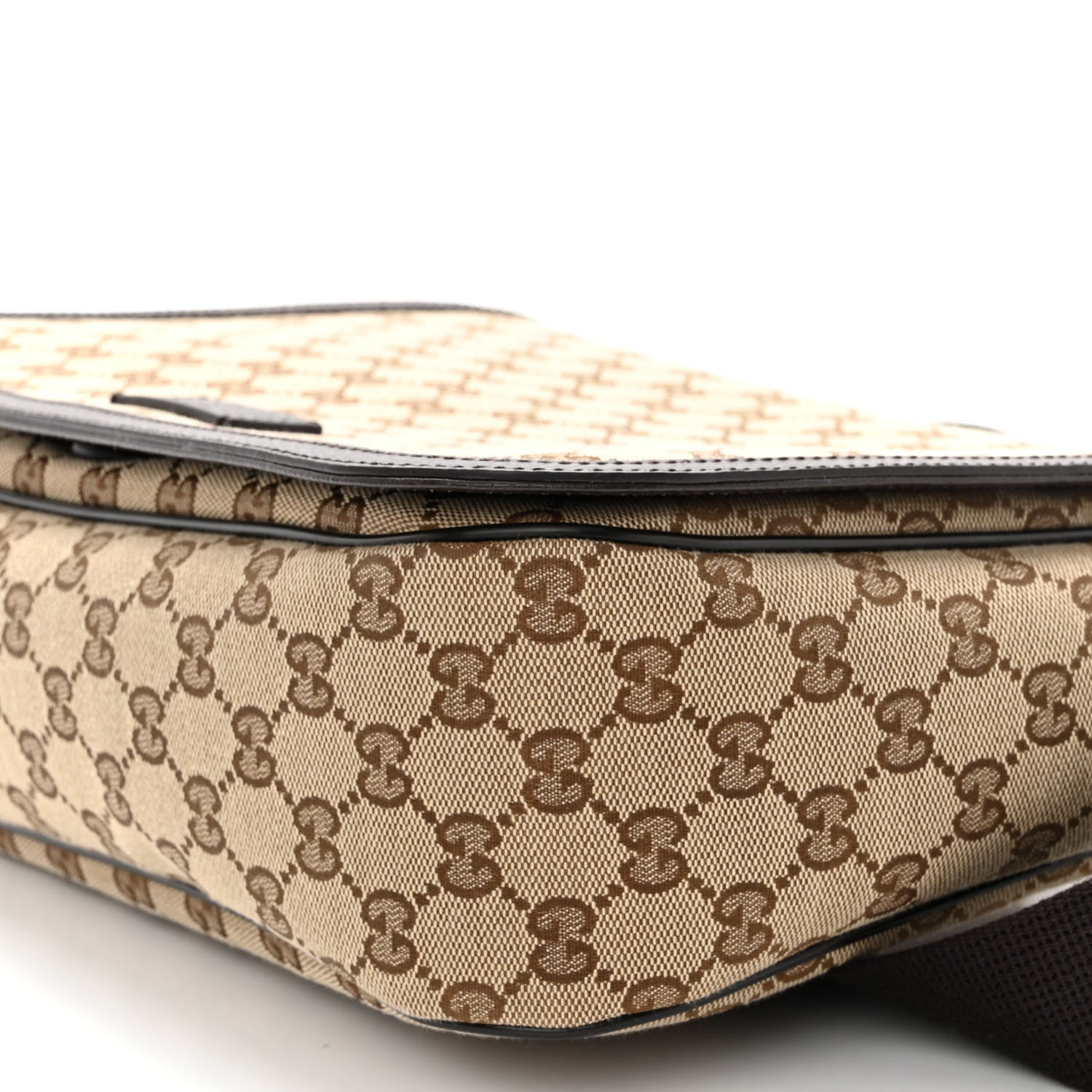Gucci Monogram Large Flap Messenger Bag Beige Dark Brown 10 of 11