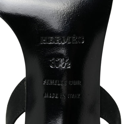 Hermes Suede Slingback Sandals 37.5 Black 12 of 17