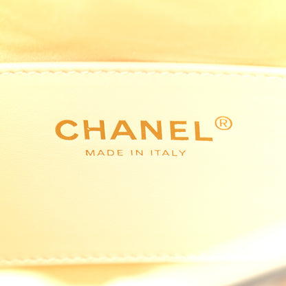 Chanel Canvas Calfskin Quilted Small Chanel 25 Handbag Ecru Black 6 of 11