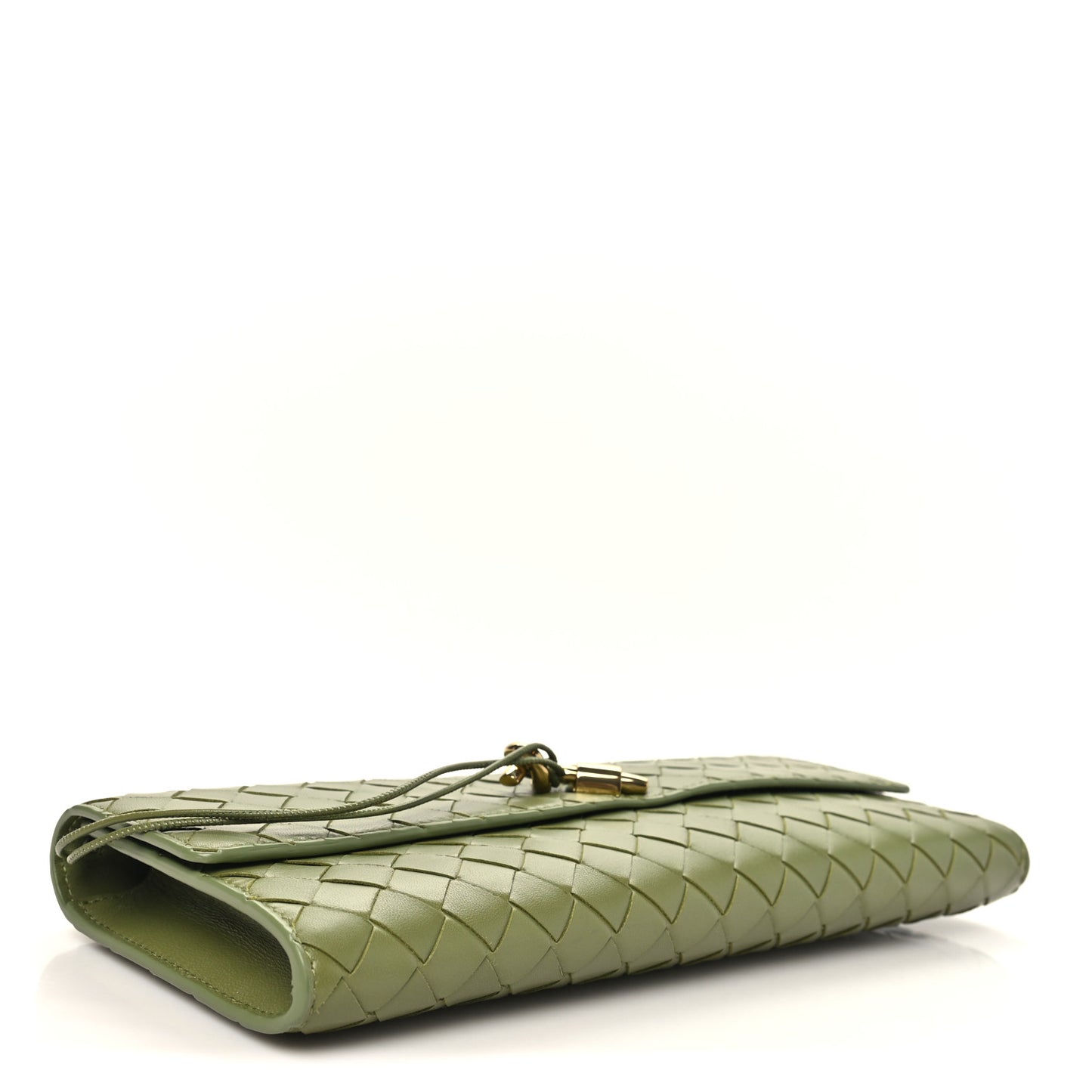 Nappa Intrecciato Long Andiamo Top Handle Clutch Matcha Matcha