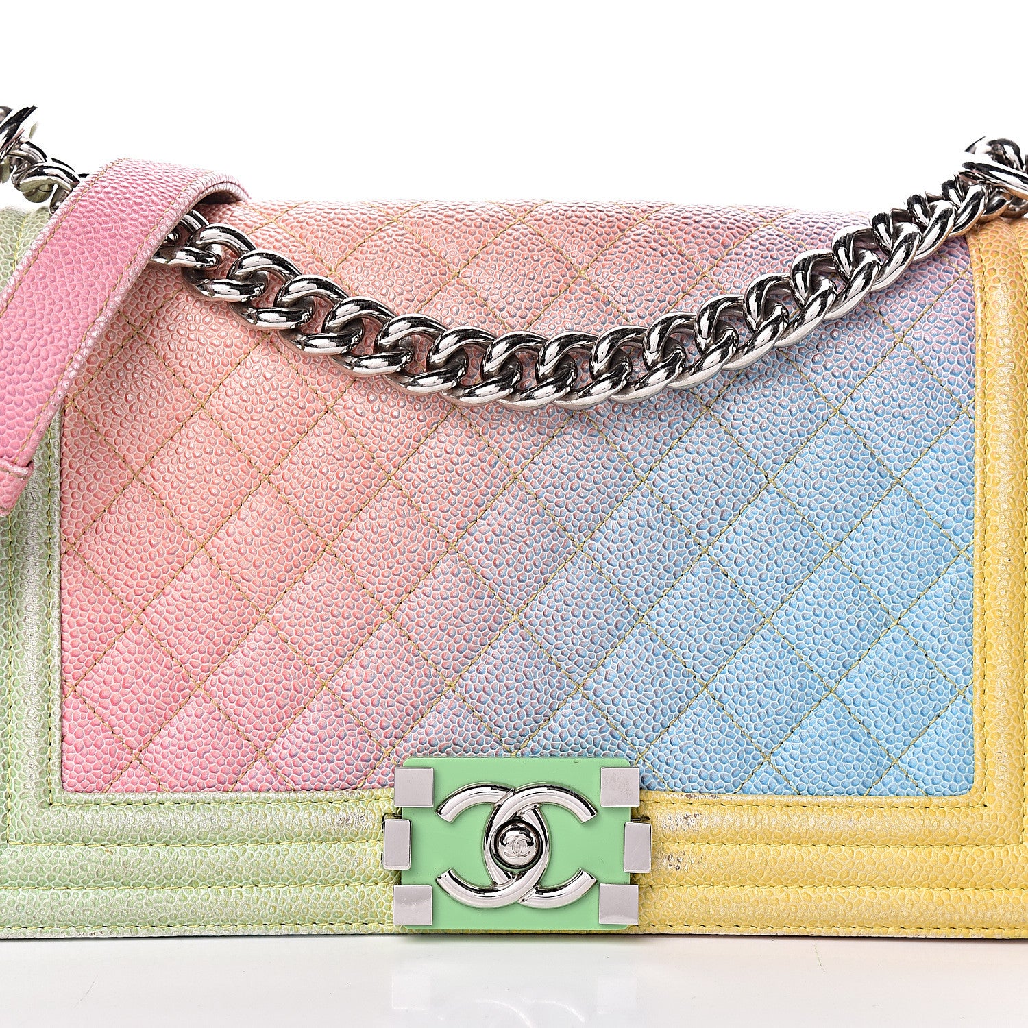 Chanel Caviar Quilted Medium Cuba Rainbow Boy Flap Multicolor 10 of 16