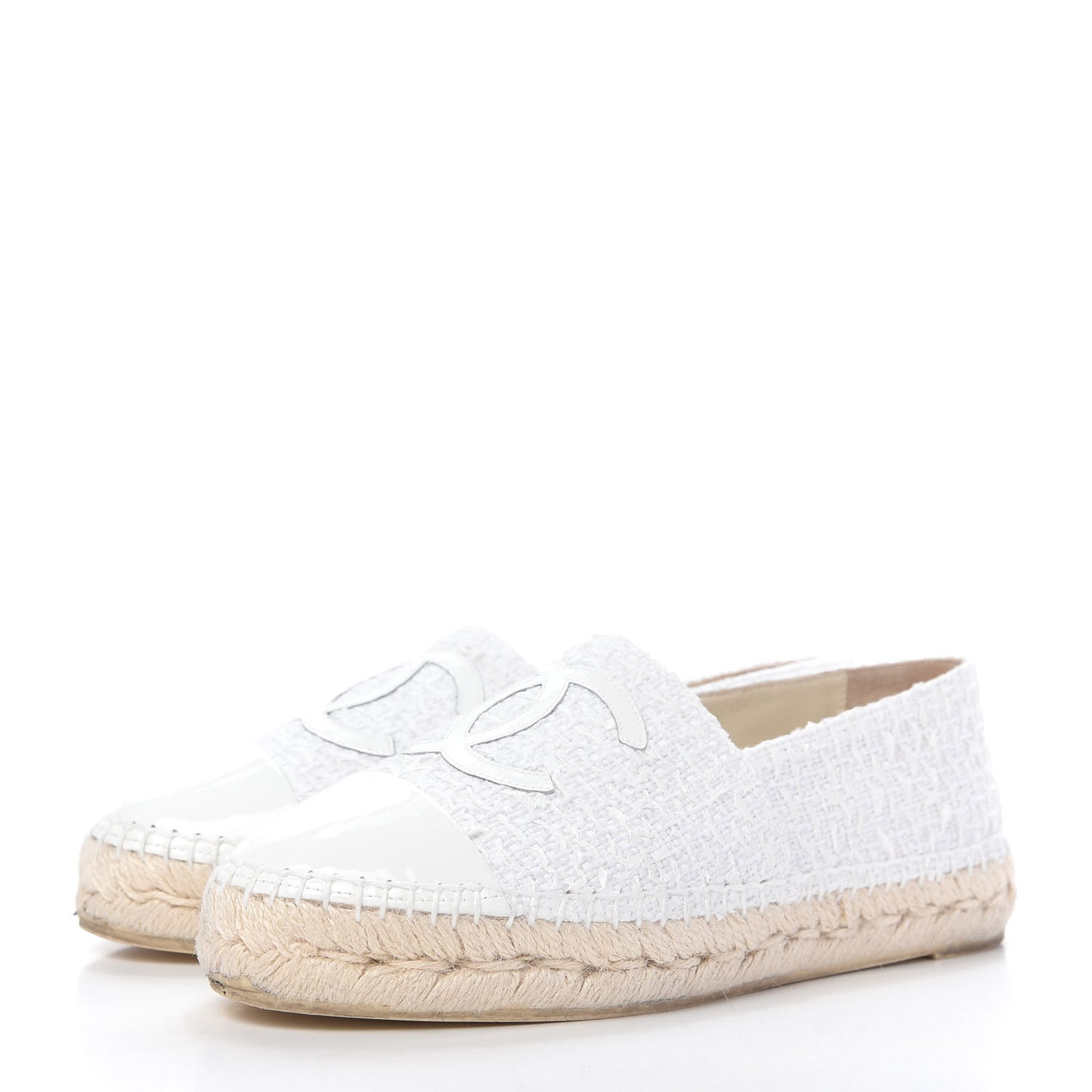 Tweed Patent CC Espadrilles 36 White