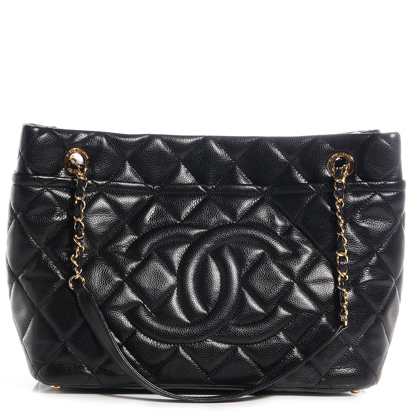 Soft Caviar Large CC Timeless Tote Black