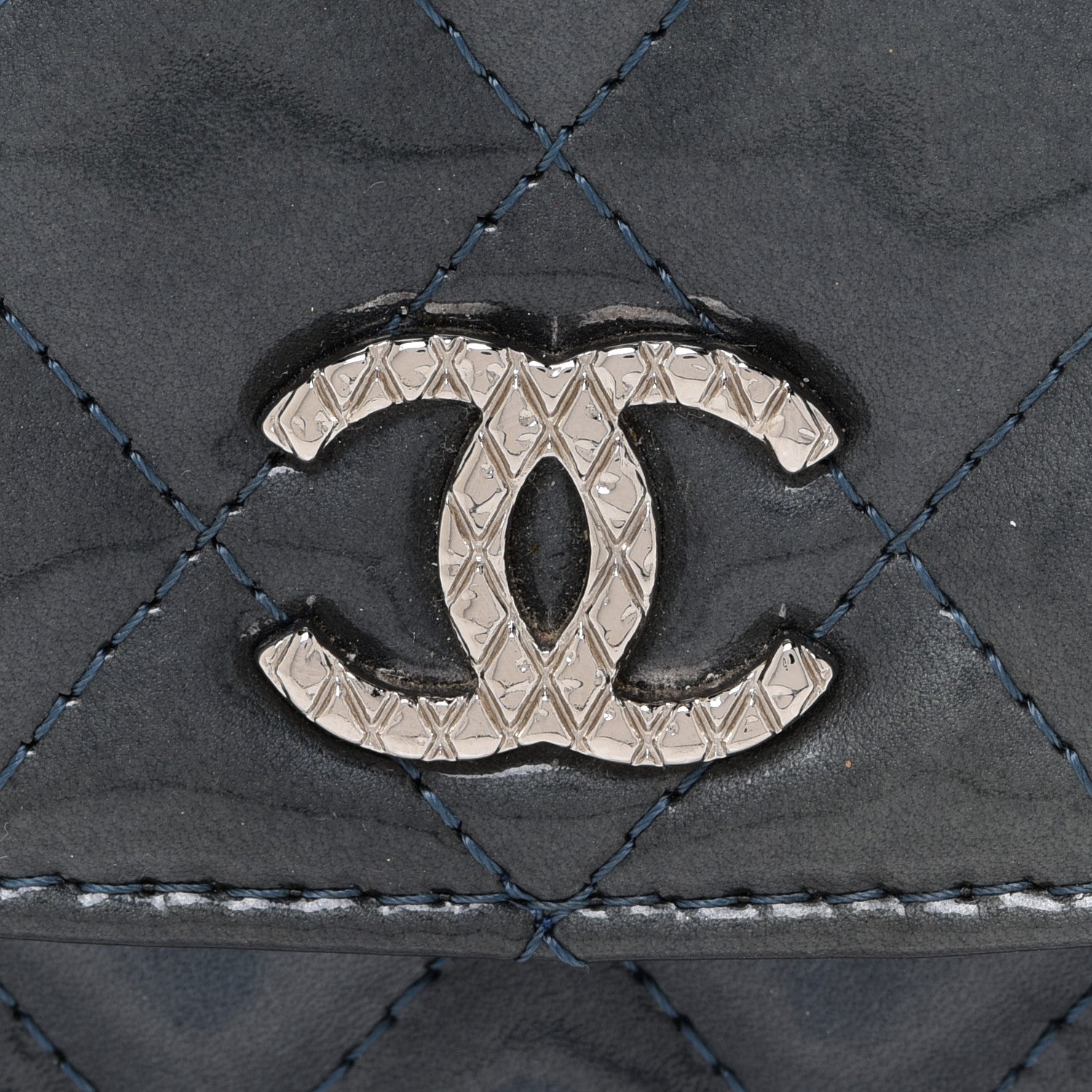 Chanel Patent Quilted Brilliant Wallet On Chain WOC Dark Blue 8 of 14