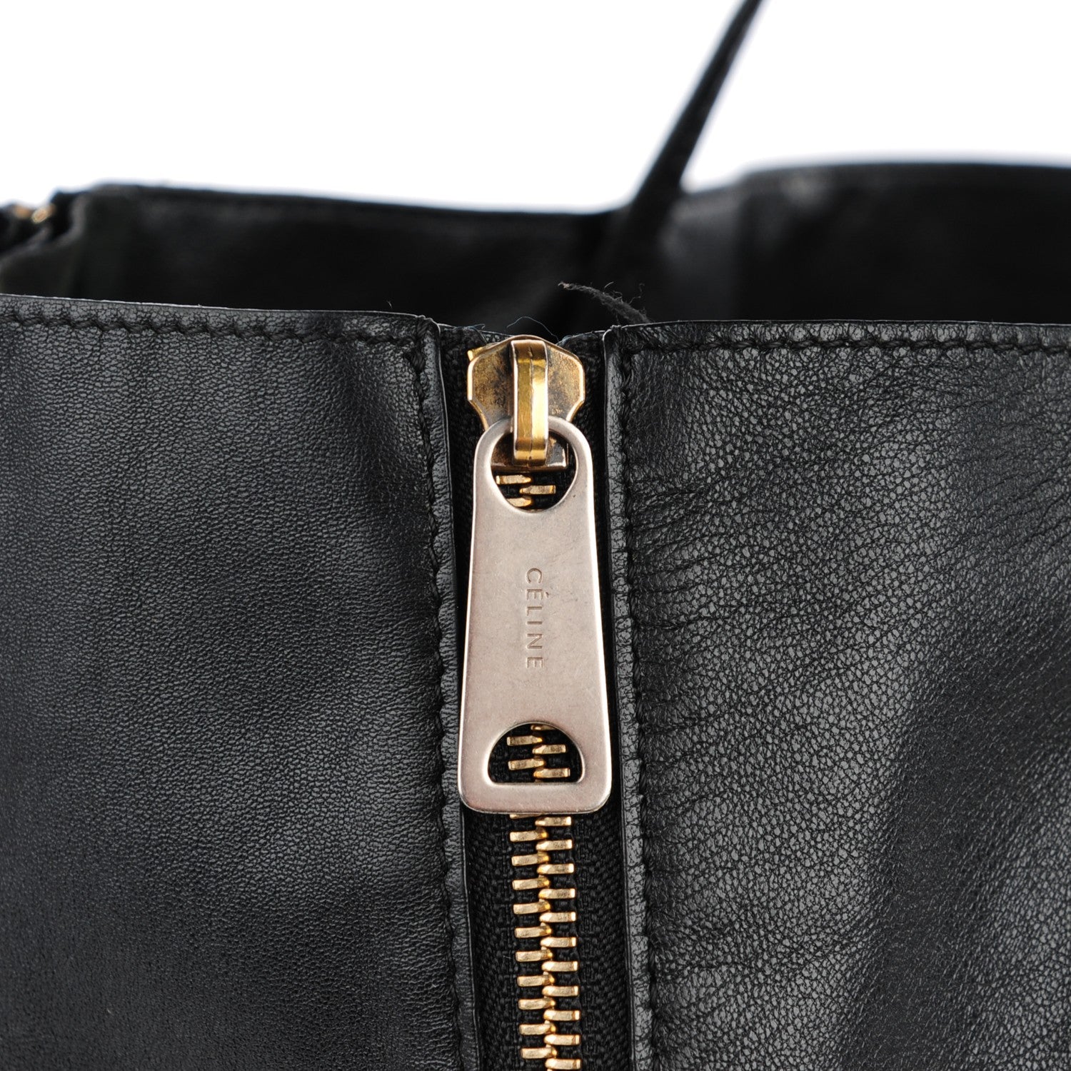 Celine Smooth Lambskin Horizontal Zipper Gusset Cabas Black 5 of 8