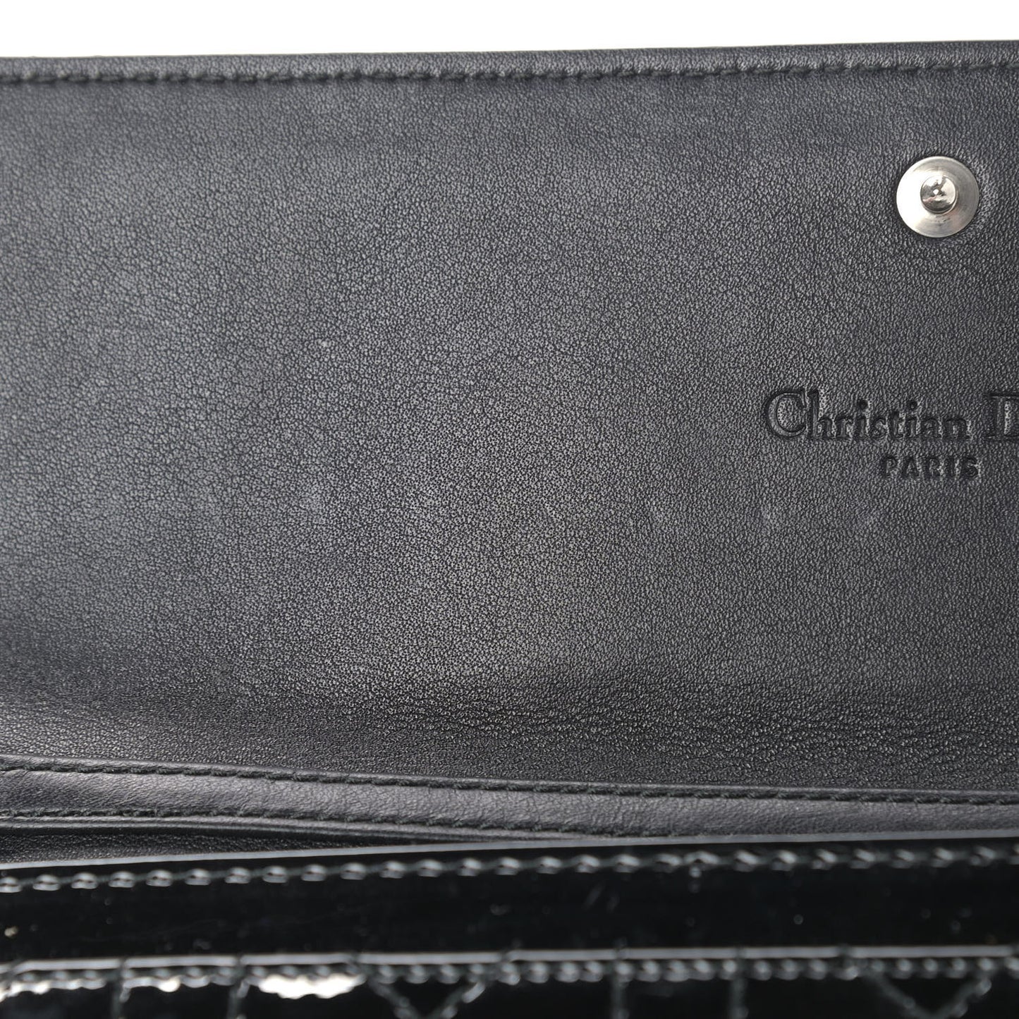 Patent Cannage Lady Dior Rendezvous Wallet On Chain Black
