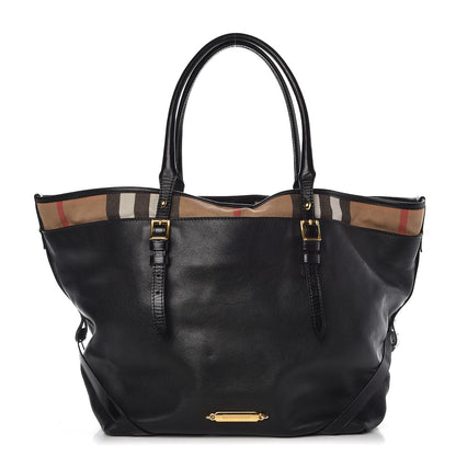 Burberry Calfskin House Check Medium Salisbury Tote Black 1 of 16