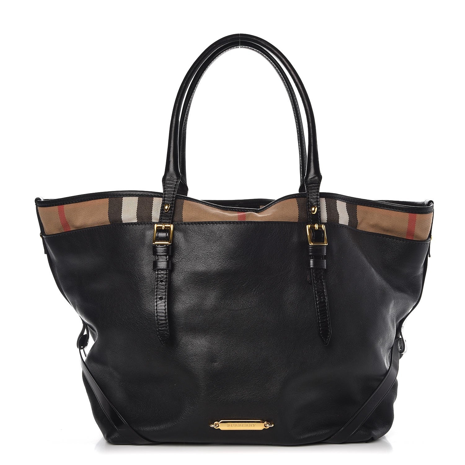 Burberry Calfskin House Check Medium Salisbury Tote Black 1 of 16