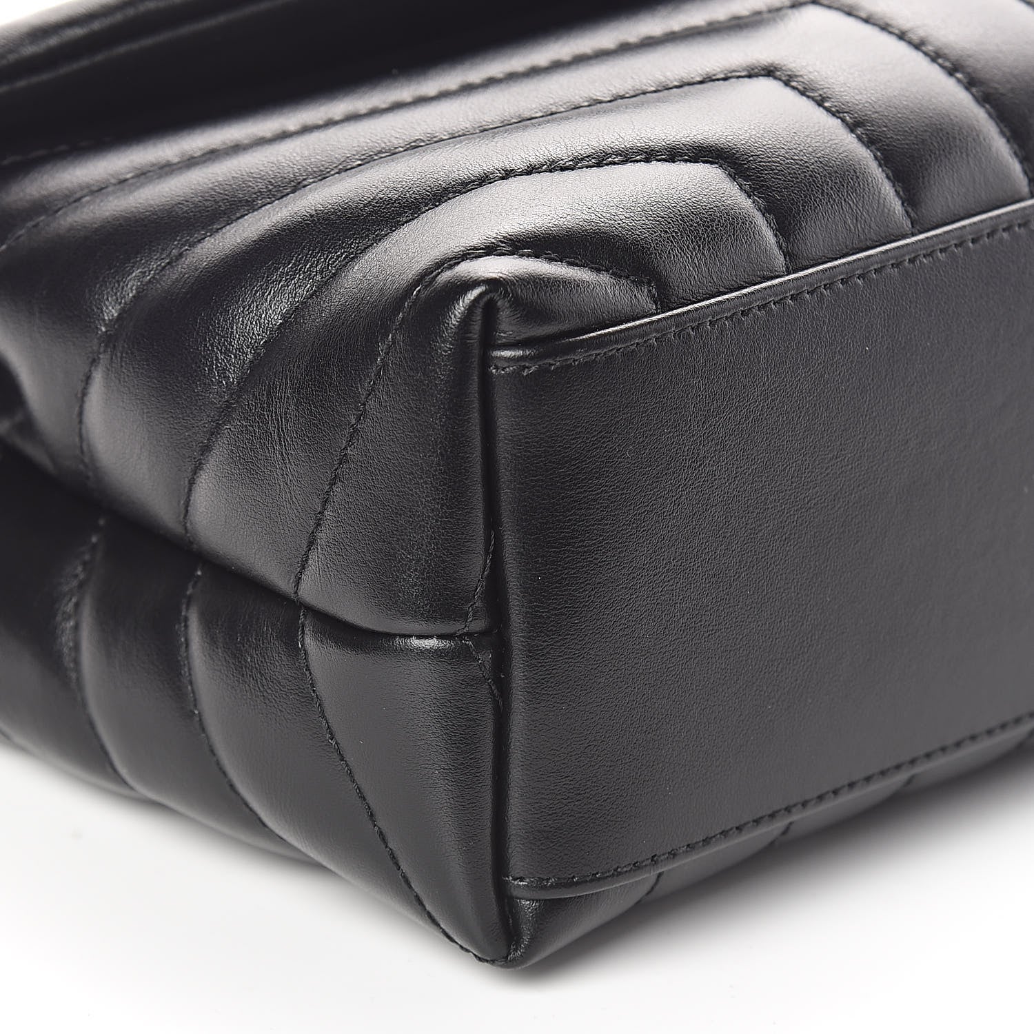 Saint Laurent Calfskin Y Quilted Monogram Small Loulou Chain Satchel Black 8 of 9