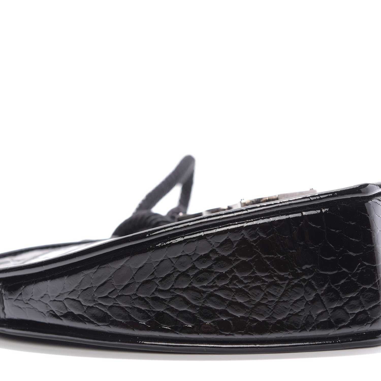 Saint Laurent Patent Crocodile Embossed Sac Coeur Heart Shaped Clutch Black 6 of 9