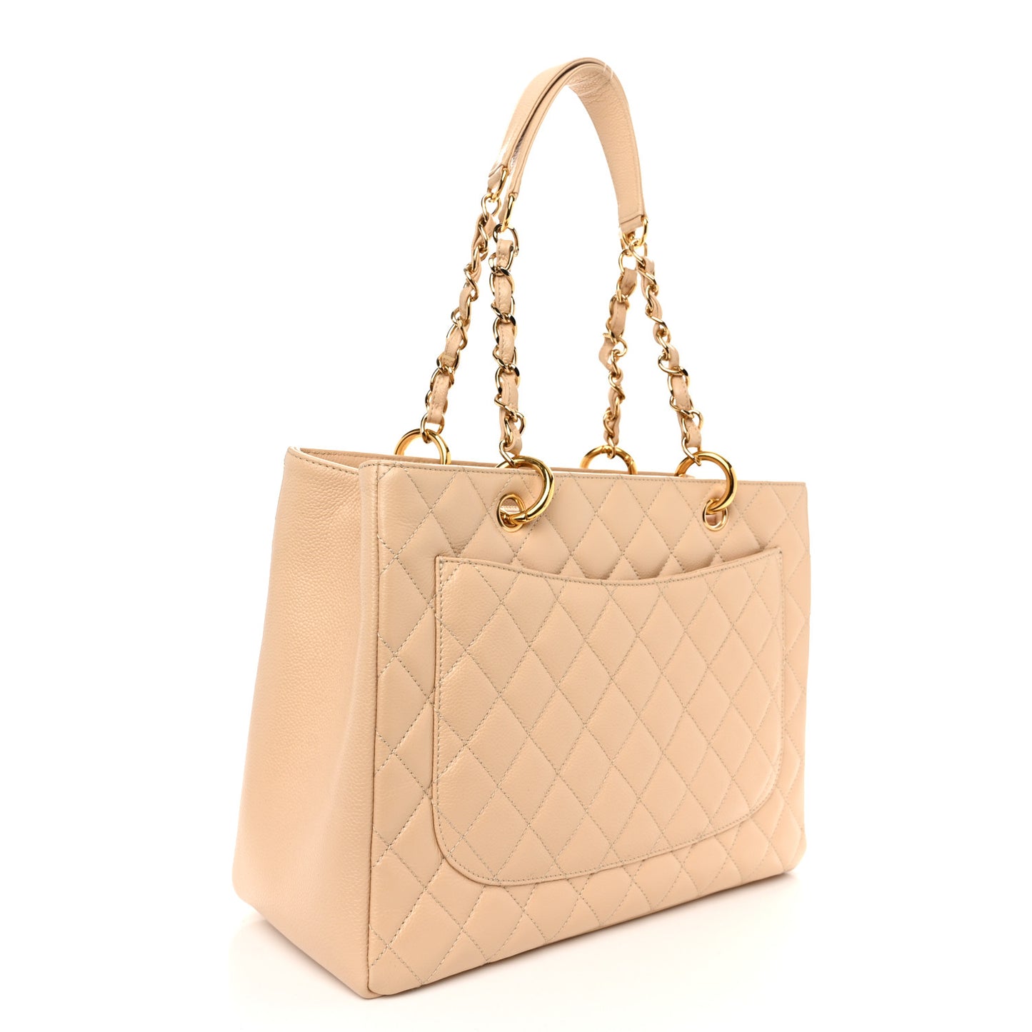 Caviar Quilted Grand Shopping Tote GST Beige