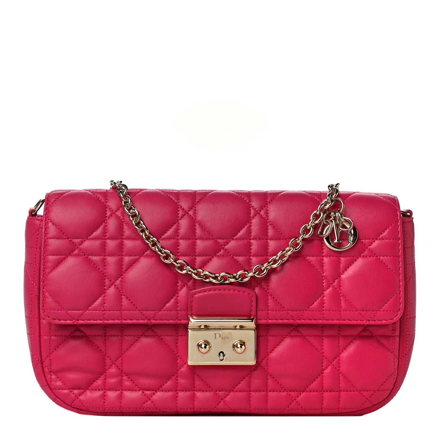Lambskin Cannage Miss Dior Promenade Pouch Fuchsia