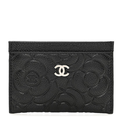 Chanel Caviar Camellia Embossed Card Holder Black 1 of 8