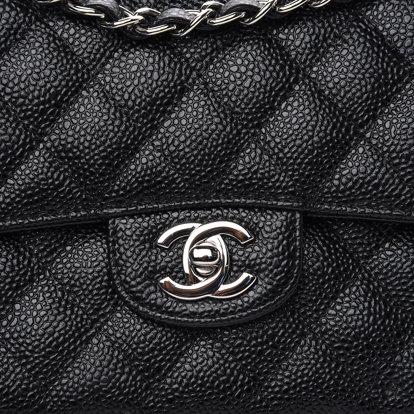 Caviar Quilted Medium Double Flap Black
