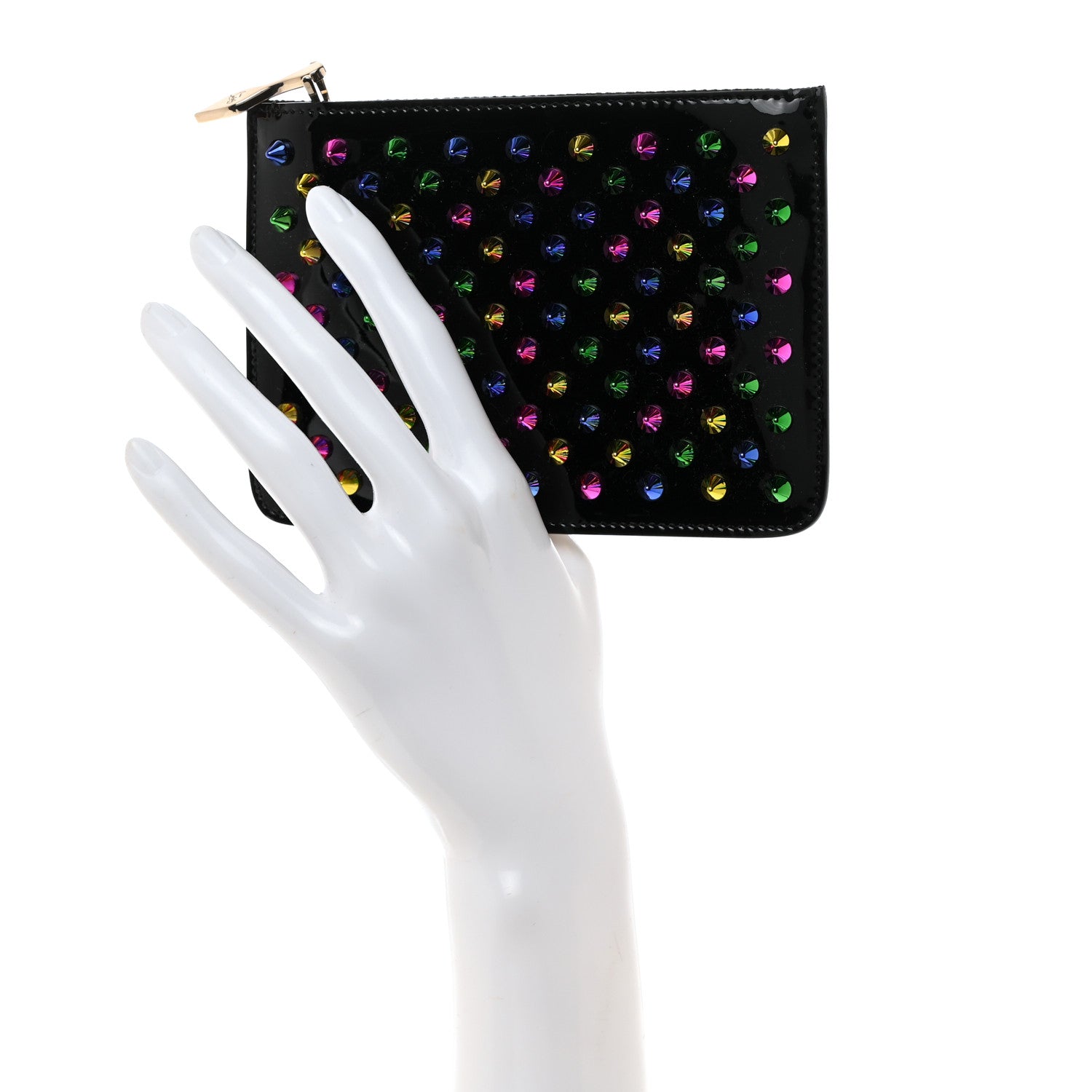 Christian Louboutin Patent Spiked Pouch Black Multicolor 2 of 6