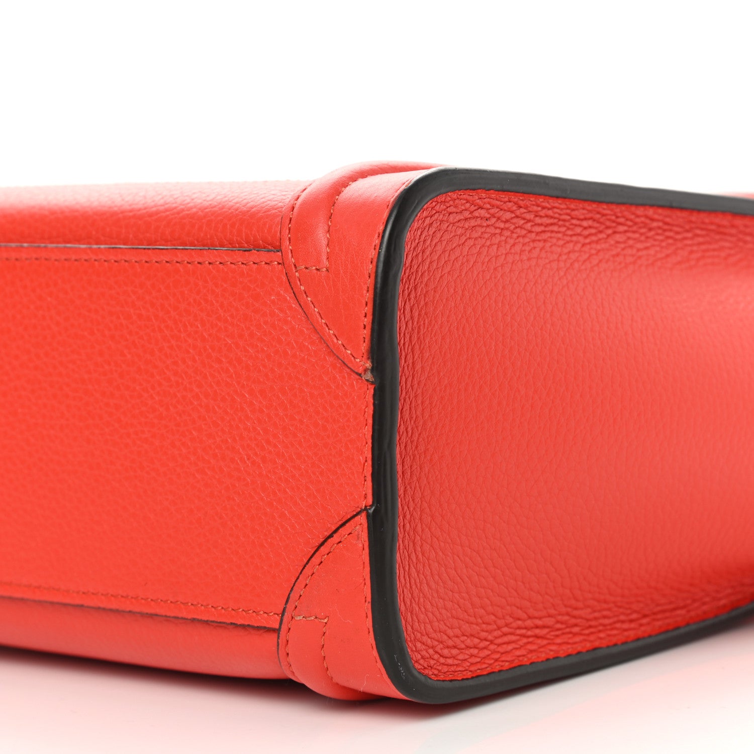 Celine Drummed Calfskin Nano Luggage Coquelicot 9 of 12