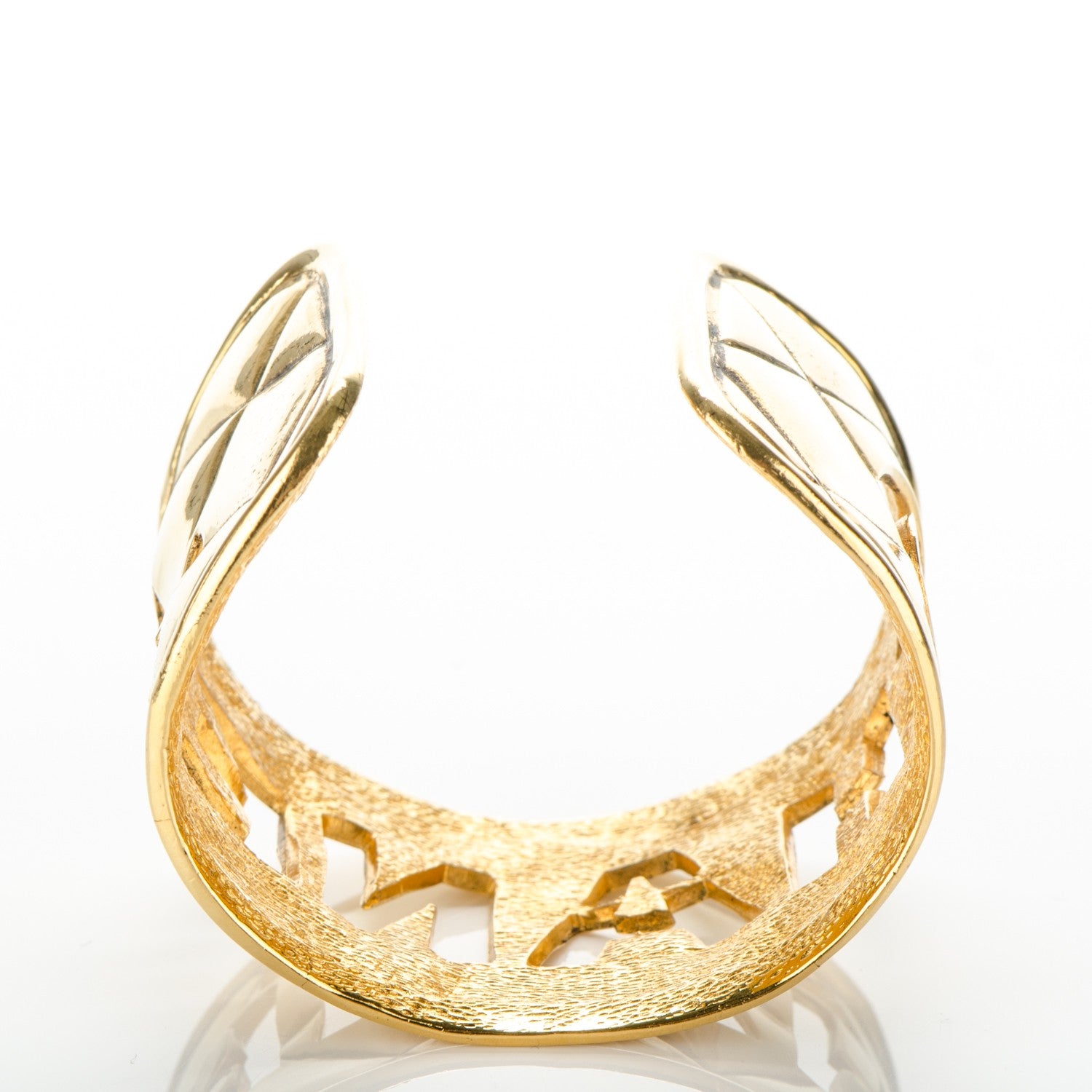 Chanel Quilted Cut Out Cuff Gold 8 of 10