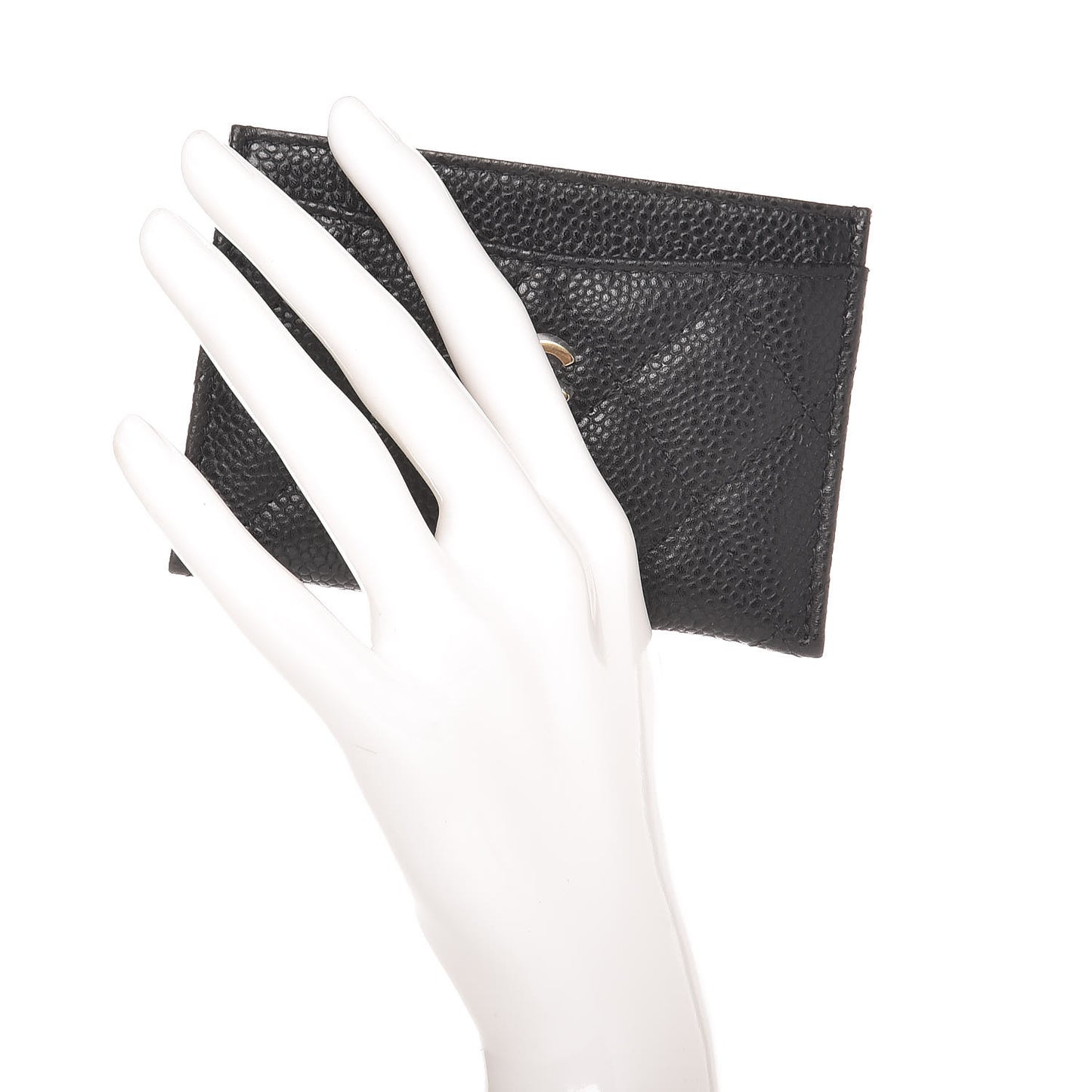 Caviar Quilted Card Holder Black