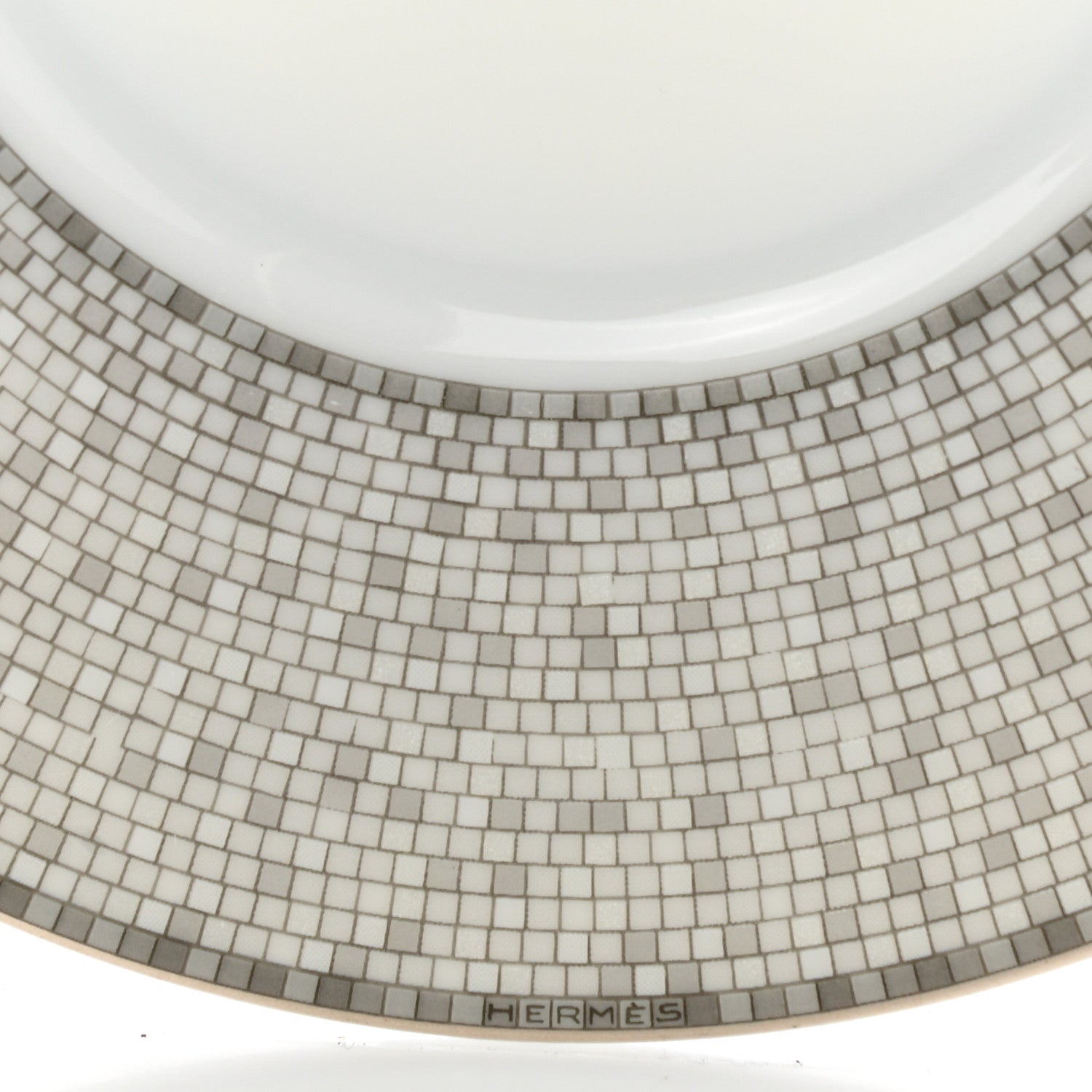 Hermes Porcelain Mosaique Au 24 Platine Tea Cup And Saucer Set Of 2 Platinum 6 of 12