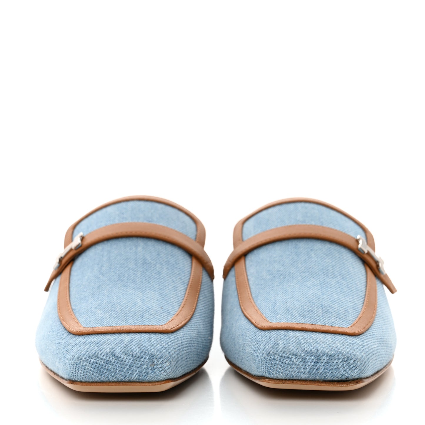 Denim Calfskin Groupie Mules 40 Bleu Clair Naturel
