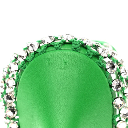 Bottega Veneta Mesh Nappa Crystal Embellished Sparkle Stretch Ankle Tie Sandals 40 Parakeet 9 of 13