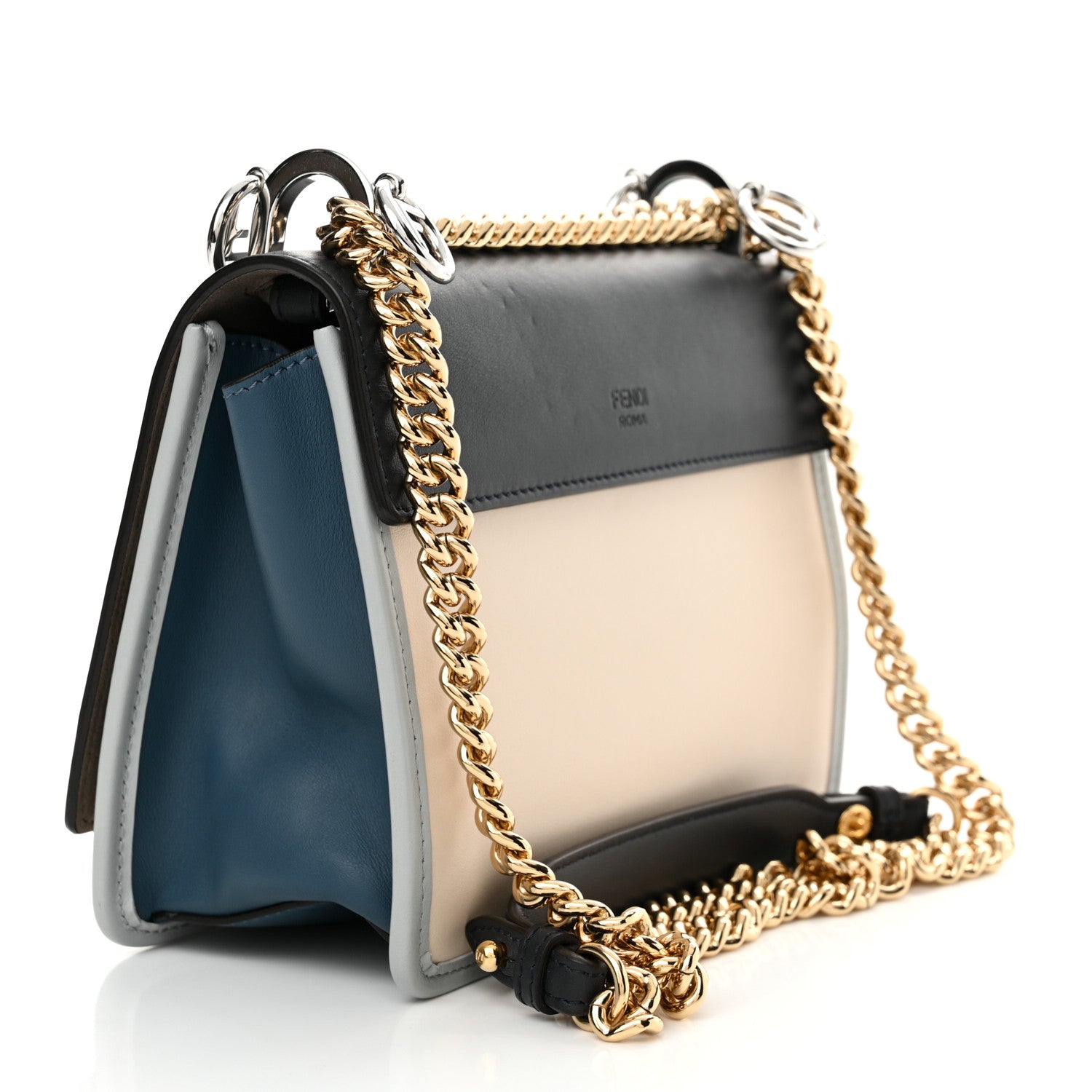 Fendi Vitello Century Opaco F is Fendi Small Kan I Shoulder Bag Blue Beige 3 of 12