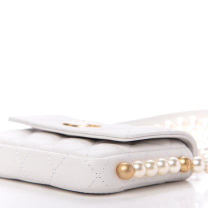 Chanel Calfskin Quilted About Pearls Card Holder Flap With Chain White 7 of 11