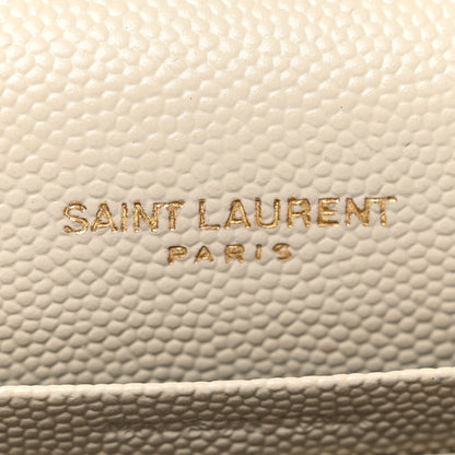 Saint Laurent Grain De Poudre Matelasse Chevron Monogram Chain Wallet Crema Soft 5 of 6